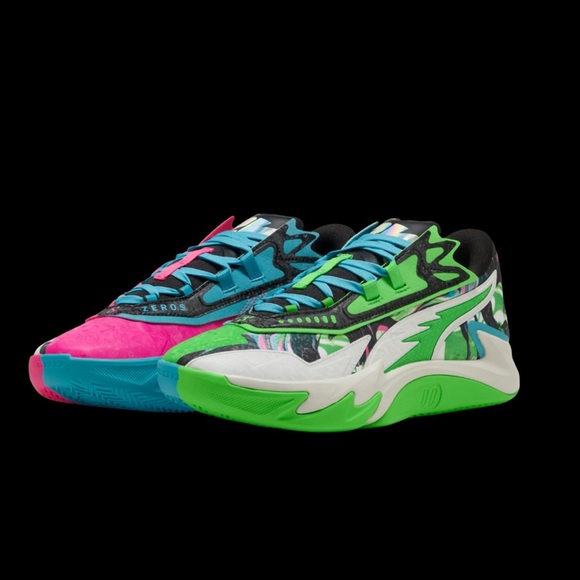 Puma Court Rider 2 Zeros Basketball Shoes‎ Pink Green Blue Tie Dye Mens - Picture 2 of 13